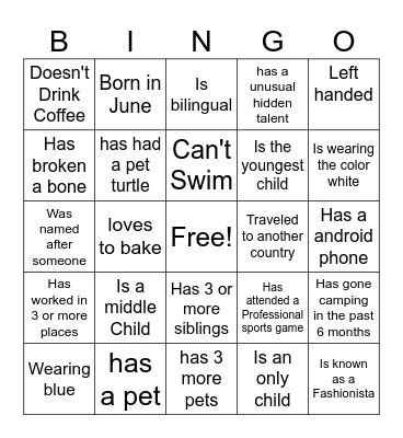 Getting to know the HSP Team Bingo Card