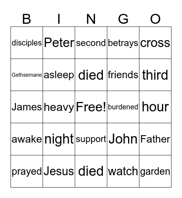 Jesus Prayed to His Father Bingo Card