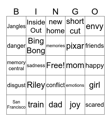 INSIDE OUT Bingo Card