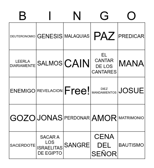 Bible Bingo Card