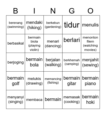 Bingo - Hobi Saya Bingo Card