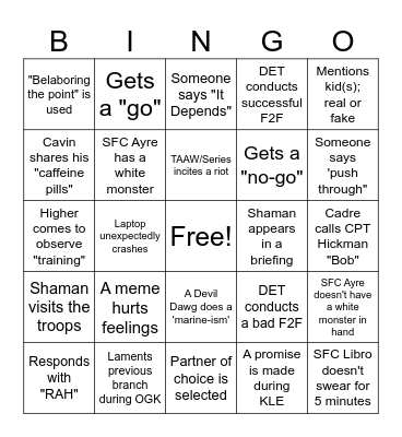 OGK Bingo Card
