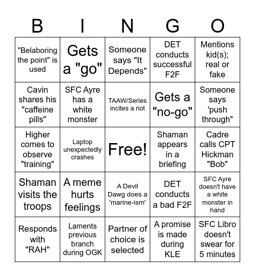 OGK Bingo Card