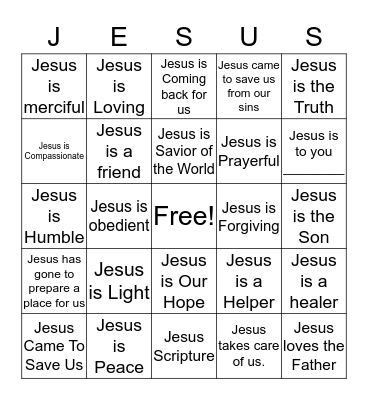 Jesus Bingo Card