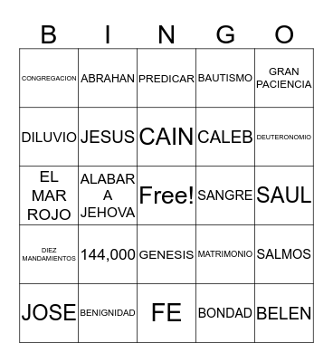 BIBLE BINGO Card