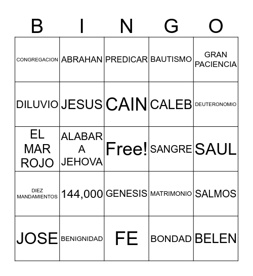 BIBLE BINGO Card