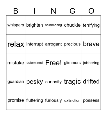 Vocabulary Bingo Card