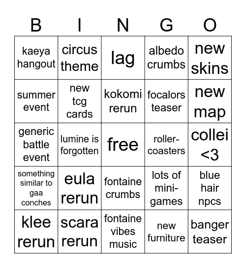 3.8 bingo Card