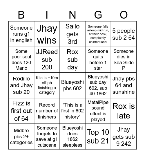 Summer 2023 602 Bingo Card