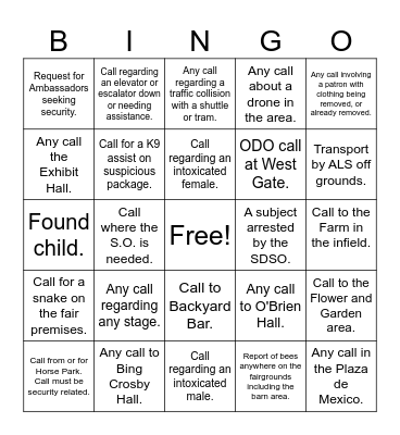 Dispatch Bingo Card