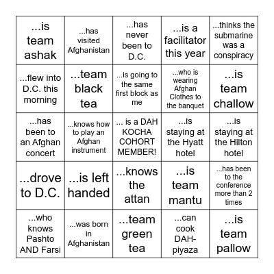 Find the AAC Participant who... Bingo Card