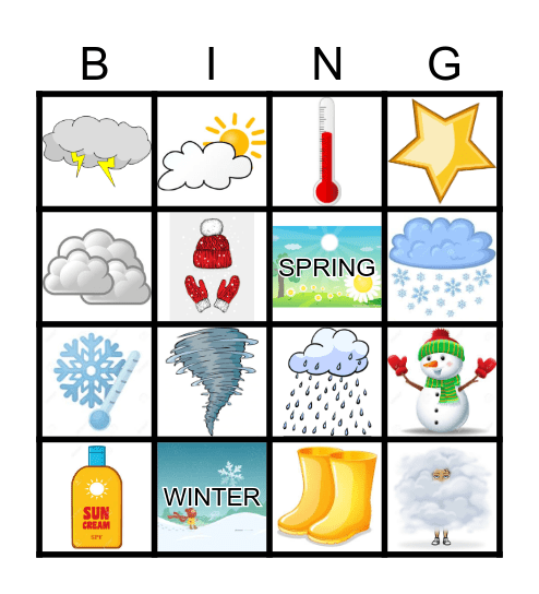 WEATHER Bingo Card