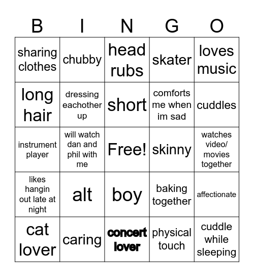 jay dream bf bingo Card