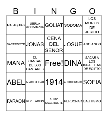 BIBLE BINGO Card