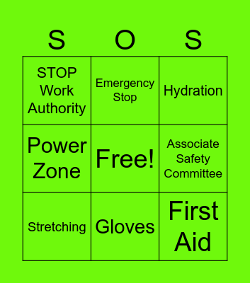 Summer Of Safety Bingo Card