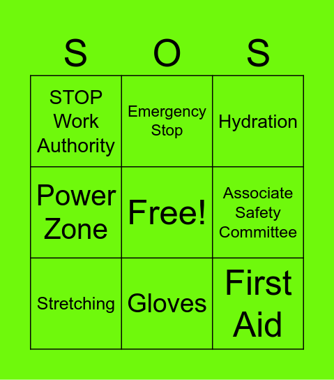 Summer Of Safety Bingo Card