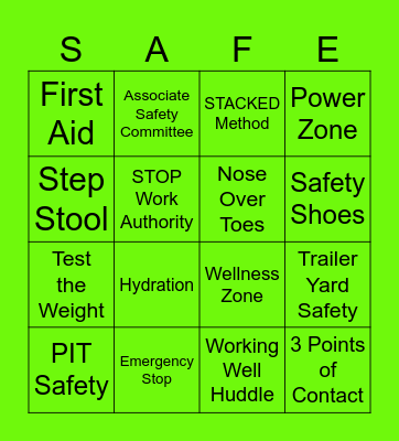 Summer Of Safety Bingo Card