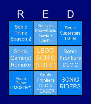 Sonic Central 2023 Bingo Card