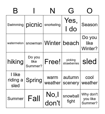 VT CLASS Bingo Card