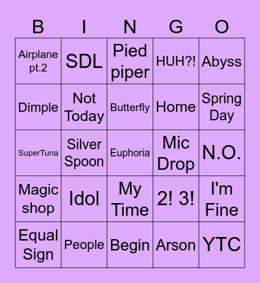 @RawindyaK Bingo Card