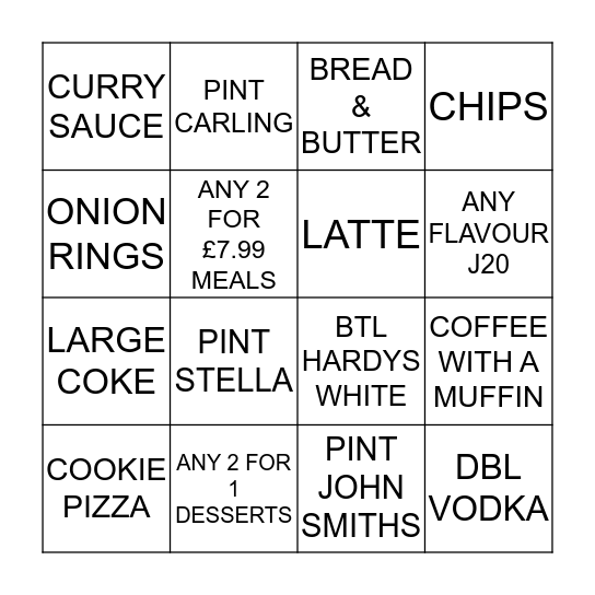 JAMIE Bingo Card