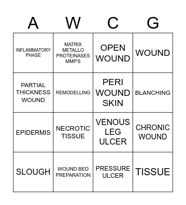 Wound Management Bingo Card
