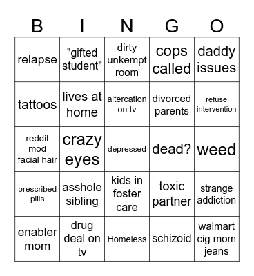 Intervention Bingo Card