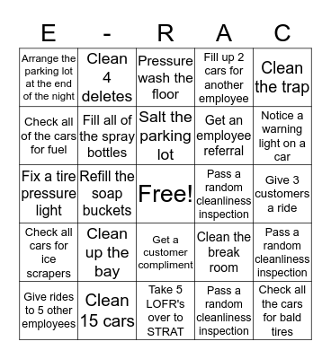 ERAC Bingo Card