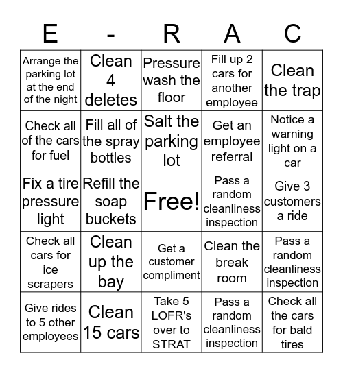 ERAC Bingo Card