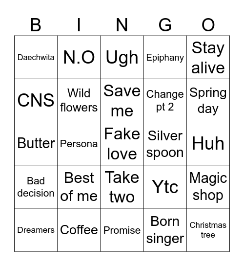 Kookie970327 Bingo Card