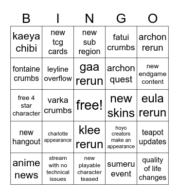 3.8 english livestream bingo Card