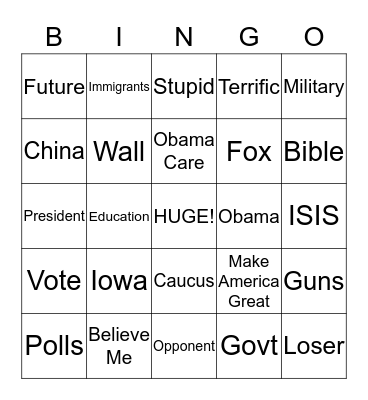 TRUMP Bingo Card