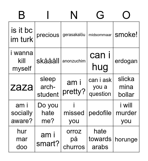 Zeiny Bingo Card