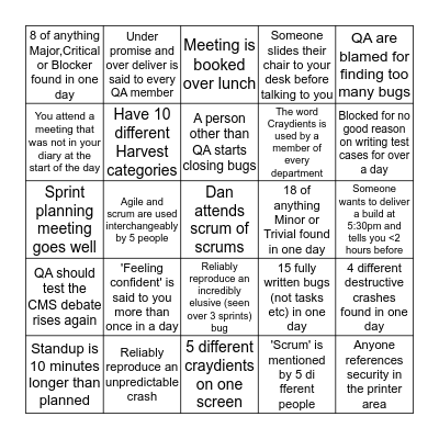 QA Bingo Card