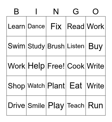 +ing form Bingo Card