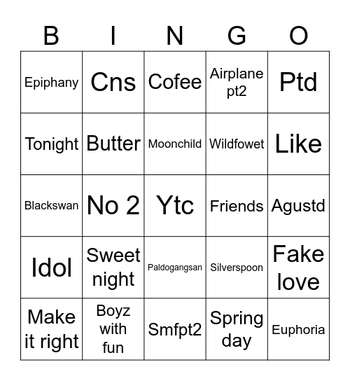 Hopewritehere Bingo Card