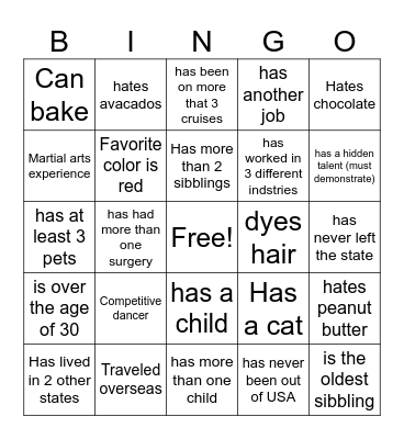 Team Bingo Card