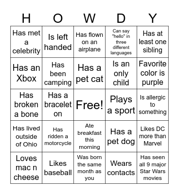 Find someone who..... Bingo Card