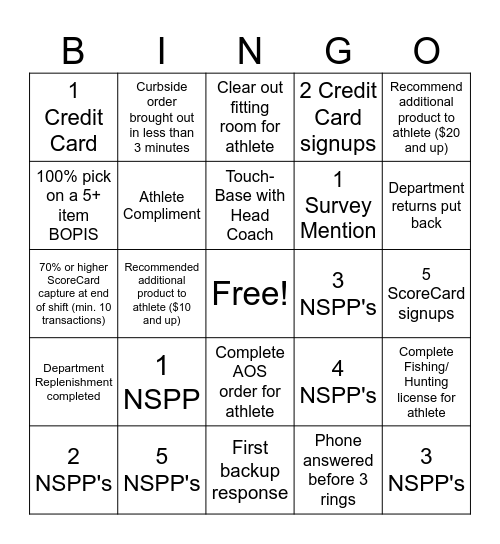 Name: Bingo Card