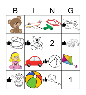 What toys do you like? Bingo Card