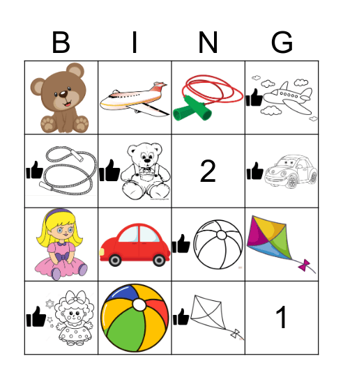 What toys do you like? Bingo Card
