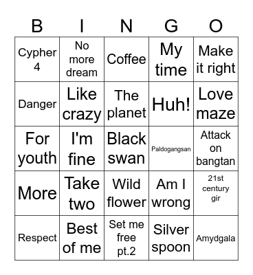 @btsmoacarat Bingo Card
