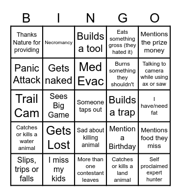 Alone Bingo Ep3 Bingo Card