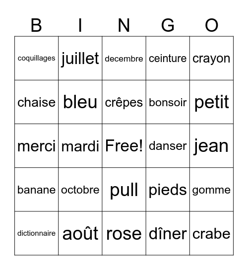 Stewart Bingo Card
