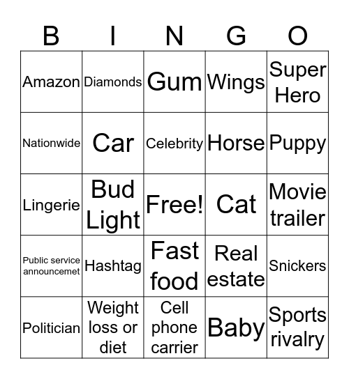 Commercial Bingo Card