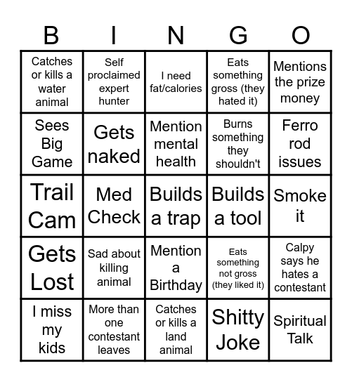 Alone Bingo v4 Bingo Card