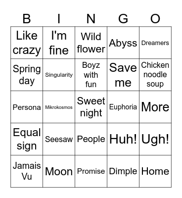 bbspazz bingo @trendseok Bingo Card