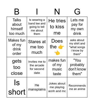 Coffee Date Bingo Card