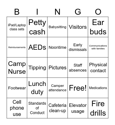 Nuts and Bolts Bingo Card