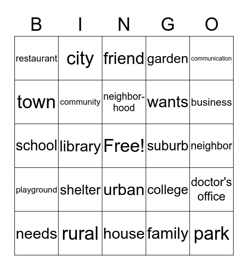 Community Bingo Card